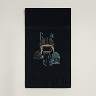 マフラー 30×180 cm 《クォーターバッシュ》 レザーパッチ | Hermès